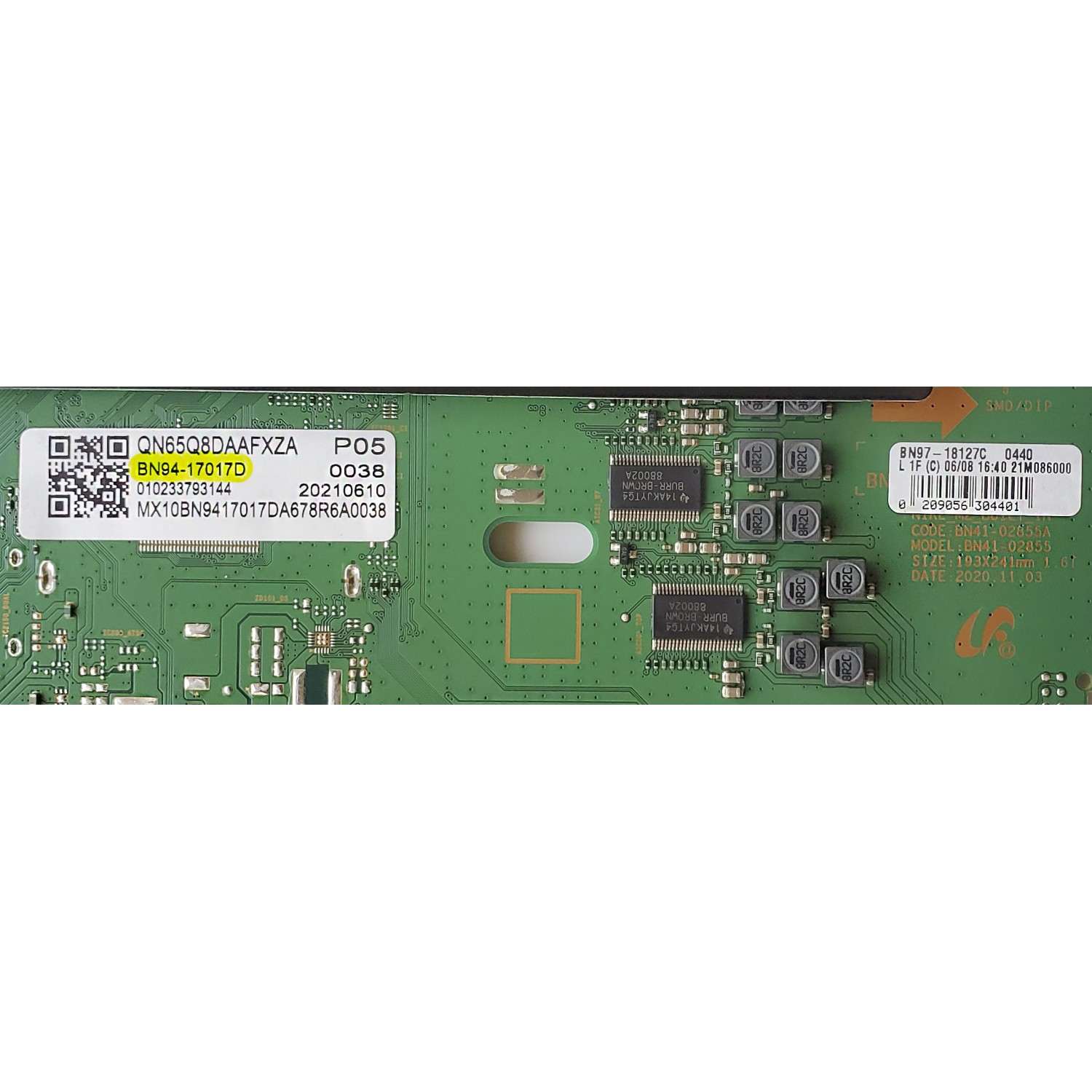 MAIN PARA SMART TV SAMSUNG 4K•UHD•QLED / NUMERO DE PARTE BN94-17017D / BN41-02855A / BN97-18127C / BN9417017D / MODELO QN65Q8DAAFXZA FG02 - Imagen 2